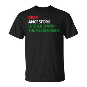 Dear Ancestors I Understand The Assignment T-Shirt - Thegiftio UK