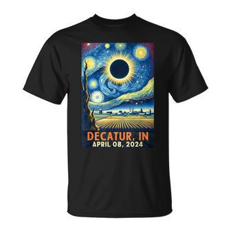 Decatur Indiana Total Solar Eclipse 2024 Starry Night T-Shirt | Mazezy