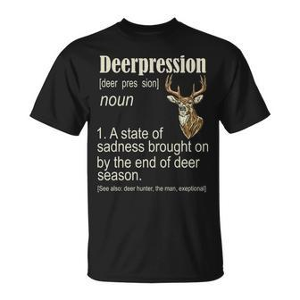 Deerpression Deer Hunter Deer Hunting Season Hunt T-Shirt | Mazezy