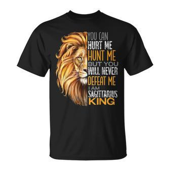 Never Defeat Me Strong Sagittarius King Dads Zodiac T-Shirt - Monsterry