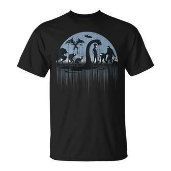 On Back Loch Ness Bigfoot Mothman Alien Cryptid T-Shirt - Monsterry UK