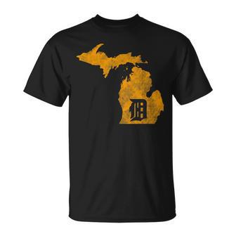 Detroit Michigan Motor City Midwest D Mitten T-Shirt - Monsterry DE