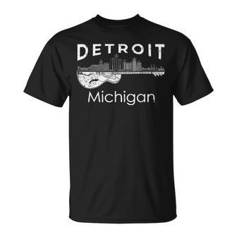 Detroit Souvenir Michigan Music Electric Guitar T-Shirt - Monsterry UK