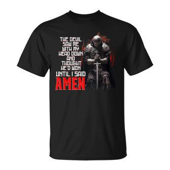 The Devil Saw Me With My Head Down Thought He'd Won Christ T-Shirt - Seseable
