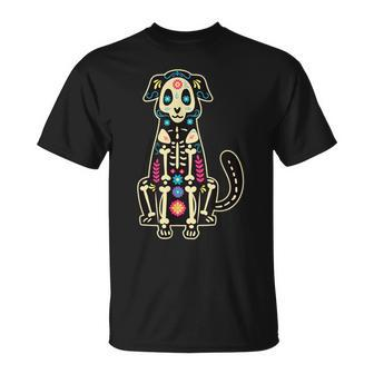 Dia De Los Muertos Dog Sugar Skull Perro Day Of The Dead T-Shirt - Monsterry CA