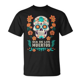 Dia De Los Muertos Mexico Sugar Skull Black S T-Shirt - Seseable