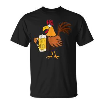 Dibujos Animados Divertido Gallo Beber Cerveza Camiseta unisex - Regaloses