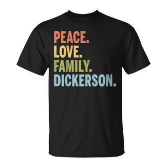 Dickerson Last Name Peace Love Family Matching T-Shirt - Seseable