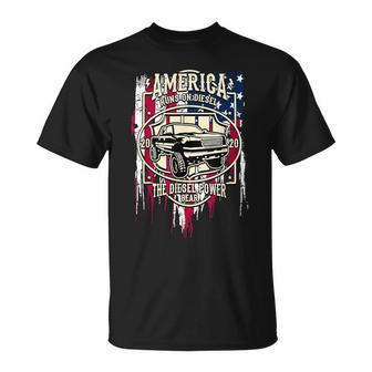 Diesel Power America Us Flag Truck T-Shirt - Monsterry