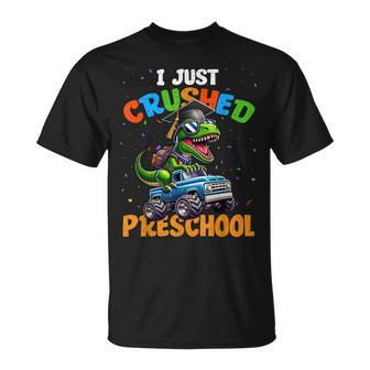 Dinosaur Just Crushed Preschool T Rex Riding Monster Truck T-Shirt - Monsterry CA