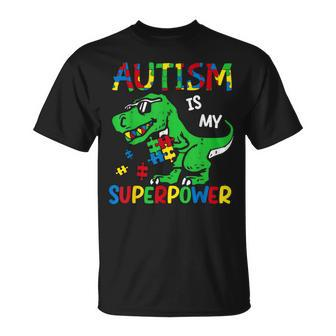 Dinosaur T-Rex Autism Is My Superpower Autism Awareness Boys T-Shirt | Mazezy CA