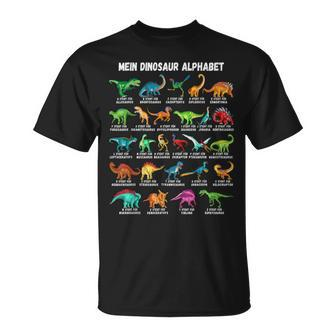 Dinosaur Types Alphabet A-Z Dino Abc T-Rex Dinosaur Black T-Shirt - Seseable