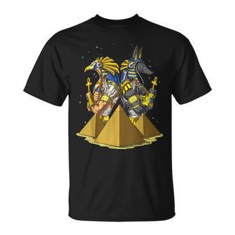 Dioses Egipcios Anubis Horus Ra Pirámides Egipcias Ankh Camiseta unisex - Regaloses