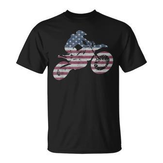 Dirt Bike Rider Vintage American Flag Love Racing Motorcycle T-Shirt - Monsterry