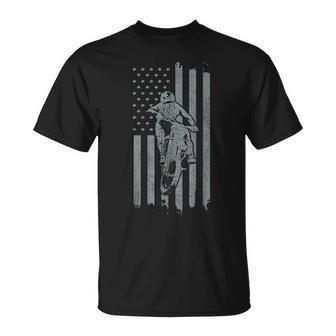 Dirt Bike Us Flag Vintage Motocross Biker American Flag T-Shirt | Mazezy UK