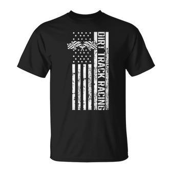 Dirt Track Racing Usa Flag American Motocross Stock Car Race T-Shirt - Monsterry CA