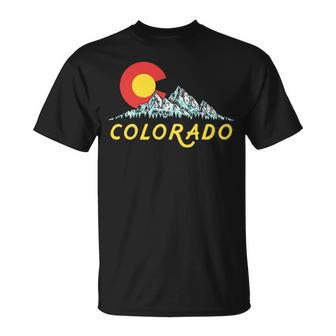 Distressed Colorado Flag Mountains Graphic T-Shirt | Mazezy