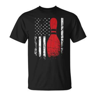 Distressed Patriotic Bowling Flag Bowler T T-Shirt - Monsterry AU