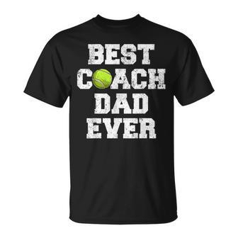 Distressed Vintage Best Tennis Coach Dad Father's Day T-Shirt - Monsterry