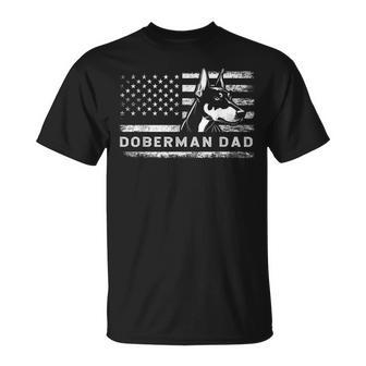 Doberman Pinscher Dog Dad American Flag Dobie Dad T-Shirt - Monsterry DE