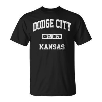 Dodge City Kansas Ks Vintage State Athletic Style T-Shirt - Monsterry