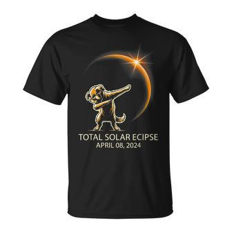Dog Dabbing Sunglasses Total Solar Eclipse April 08 2024 T-Shirt - Seseable