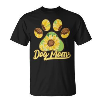 Dog Mom Paw Sunflower Pattern T-Shirt - Monsterry DE