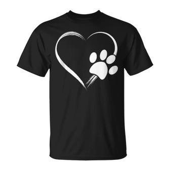 Dog Paw Print Heart For Mom For Dad T-Shirt - Monsterry UK
