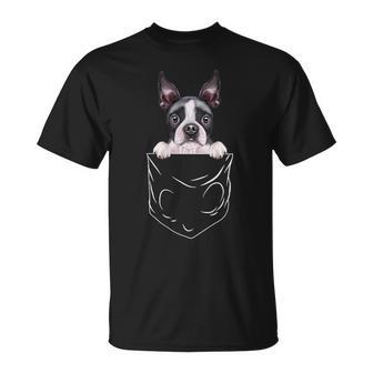 Dog In Pocket Boston Terrier Dog Lover T-Shirt - Monsterry