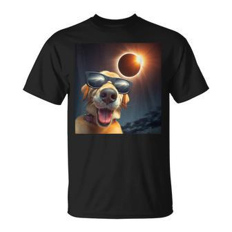 Dog Selfie Solar Eclipse Wearing Glasses Dog Lovers T-Shirt - Monsterry