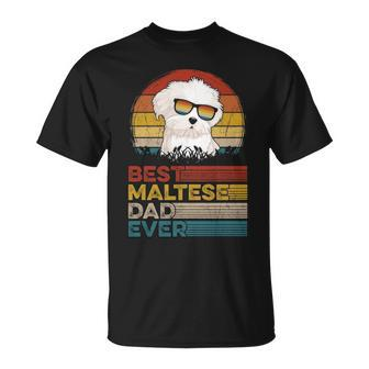 Dog Vintage Best Maltese Dad Ever Fathers Day Puppy Dog Dad T-Shirt | Mazezy
