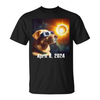 Dog Wearing Solar Glasses Eclipse Colorful Pop Culture T-Shirt | Mazezy