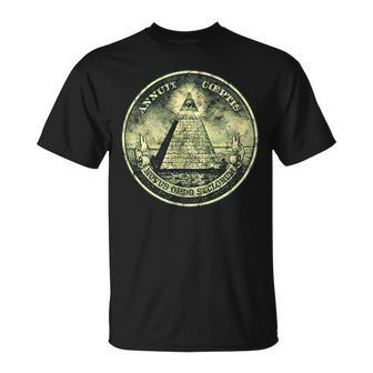 A Dollar Note Allseeing Eye Pyramid Illuminati T-Shirt - Geschenkecke