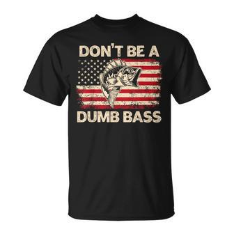 Don't Be A Dumb Bass Vintage Usa Flag Bass Fishing T-Shirt - Monsterry