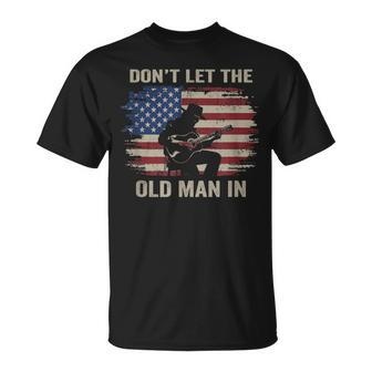Don't Let The Old Man In Cowboy Us Flag T-Shirt | Mazezy