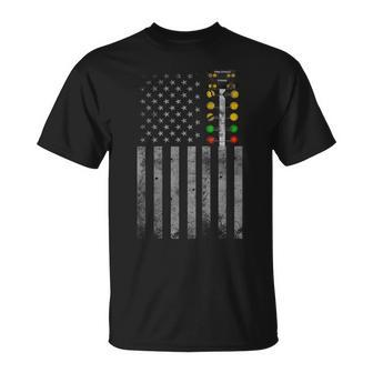 Drag Racing Flag American Drag Racer Drag Strip Tree Light T-Shirt | Mazezy AU