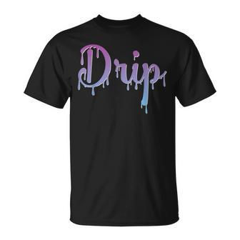 Drip Font Graphic Lettering Dripping Look Turquoise Purple T-Shirt - Monsterry CA