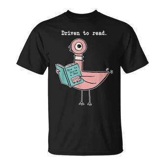 Driven To Read Pigeon Library Reading Books Reader T-Shirt - Thegiftio UK