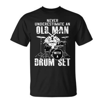 With A Drum Set Drummer T-Shirt - Seseable
