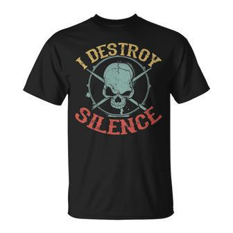 Drummer Drum Lover I Destroy Silence T-Shirt | Mazezy