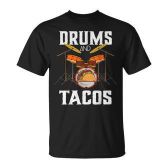 Drums Tacos Cinco De Mayo Music Drummer T-Shirt - Monsterry