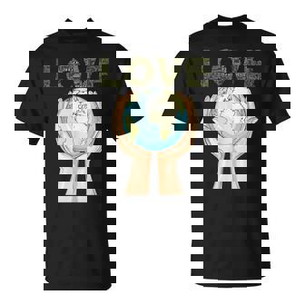 Earth Love Peace Carte Du Monde Écologique T-Shirt - Cadeauxyz