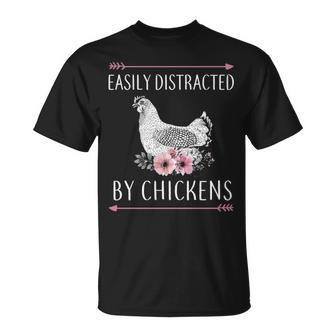 Easily Distracted By Chickens For Chicken Lovers T-Shirt | Mazezy