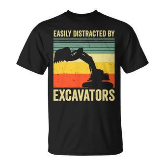 Easily Distracted By Excavators Construction Excavator T-Shirt | Mazezy