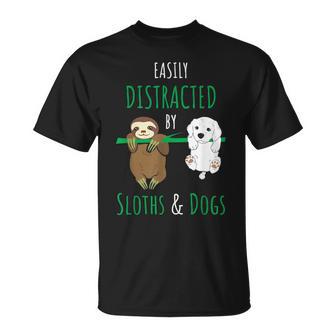 Easily Distracted By Sloths And Dogs Cute Dog Sloth T-Shirt - Monsterry