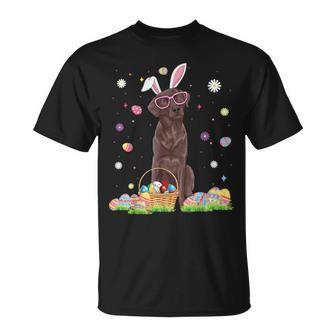 Easter Cute Chocolate Labrador Dog Lover Bunny Eggs Easter T-Shirt - Seseable
