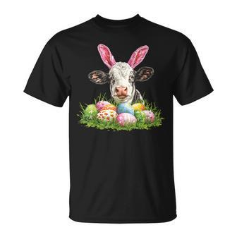 Easter Day Cow Easter Cow Bunny Ears Eggs Basket T-Shirt - Monsterry CA