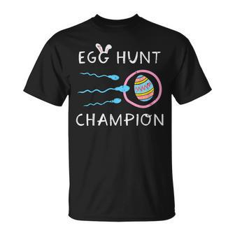 Easter Egg Hunt Champion Sperm Pregnancy Announce Dad Men T-Shirt | Seseable CA
