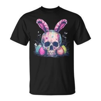 Easter Skull Easter Skull Bunny Ears Easter Egg T-Shirt - Seseable