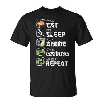 Eat Sleep Anime Gaming Repeat Japan Kawaii Manga Anime T-Shirt - Thegiftio